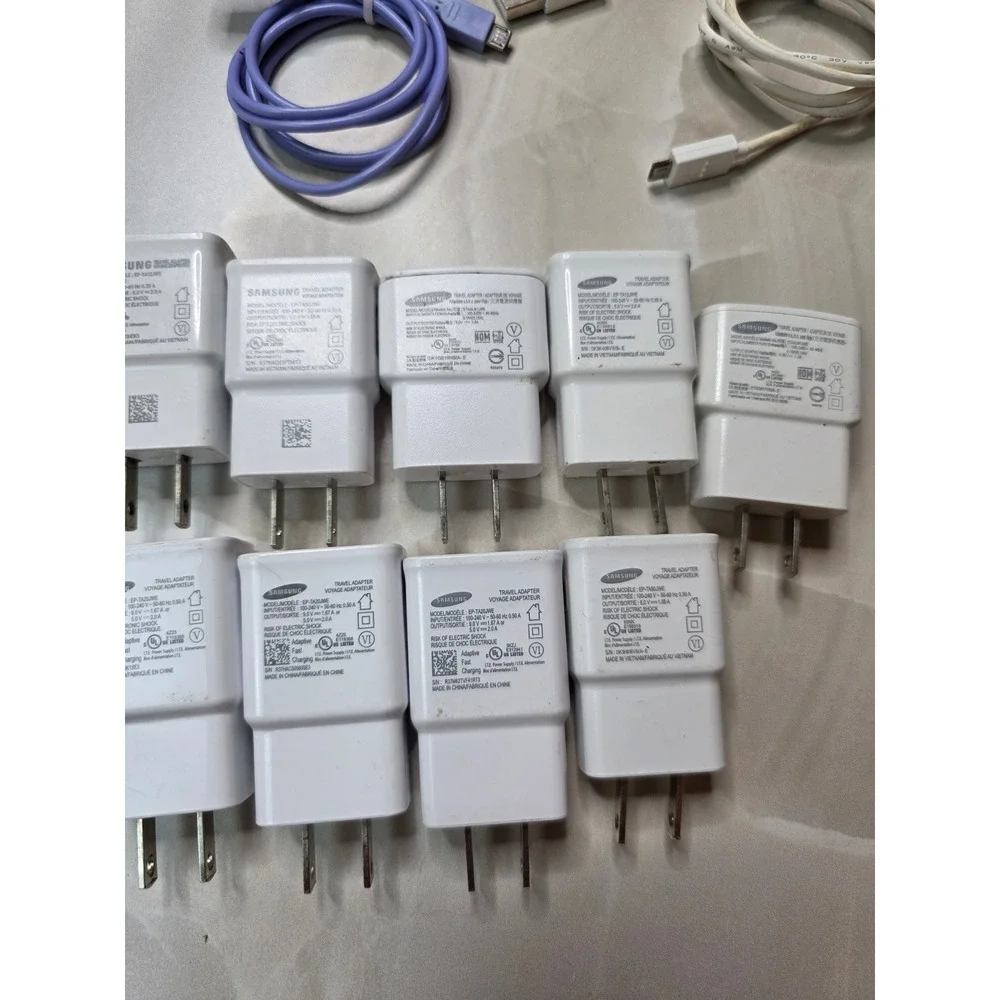 Samsung Travel Adapter Lot 9 Wall Blocks 3 USB Cables EP-TA20JWE EP-TA12JWE Z4